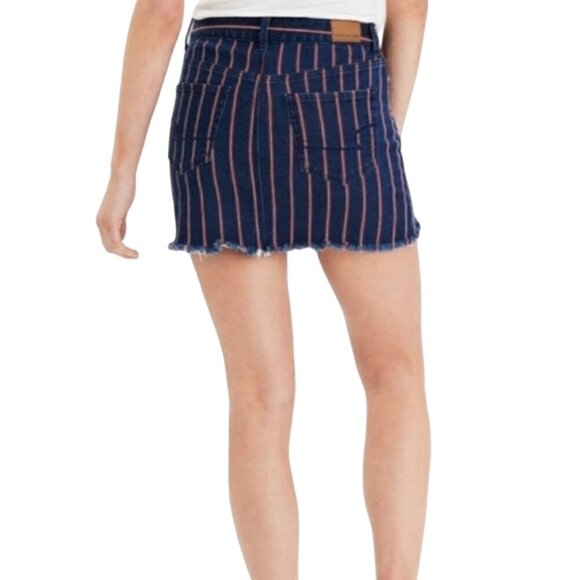 American Eagle Mini Skirt Womens Size 2 Red, White, Blue Stripe Denim July 4th - Picture 4 of 16